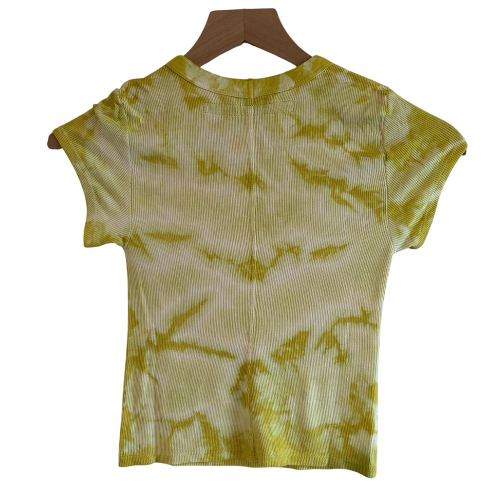 Enza Costa Babydoll Shirt XS Green REVOLVE Tie-Dye Viscose Round Neck Crop Lime - Picture 5 of 5